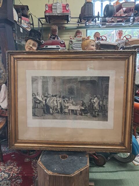 Tableau, gravure ancienne reprsentant Louis XIV et Molire 199 Chteau-l'vque (24)