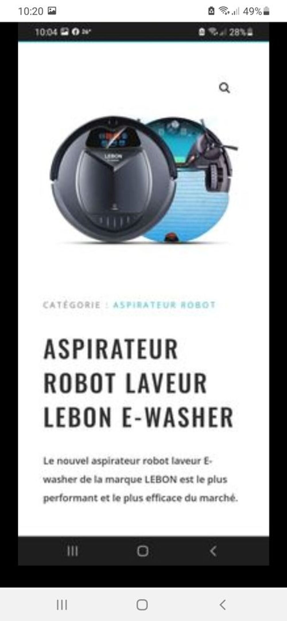 Robot aspirateur laveur Electroménager