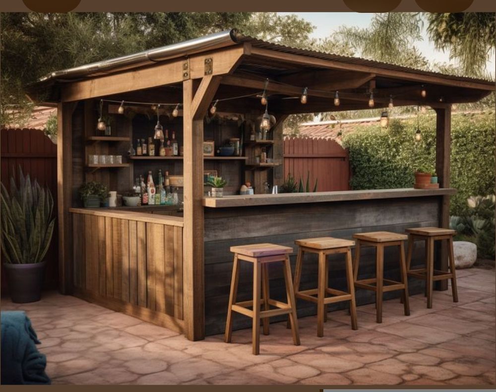 Kiosque bar ext&eacute;rieur bois 3x3m Neuf Bricolage