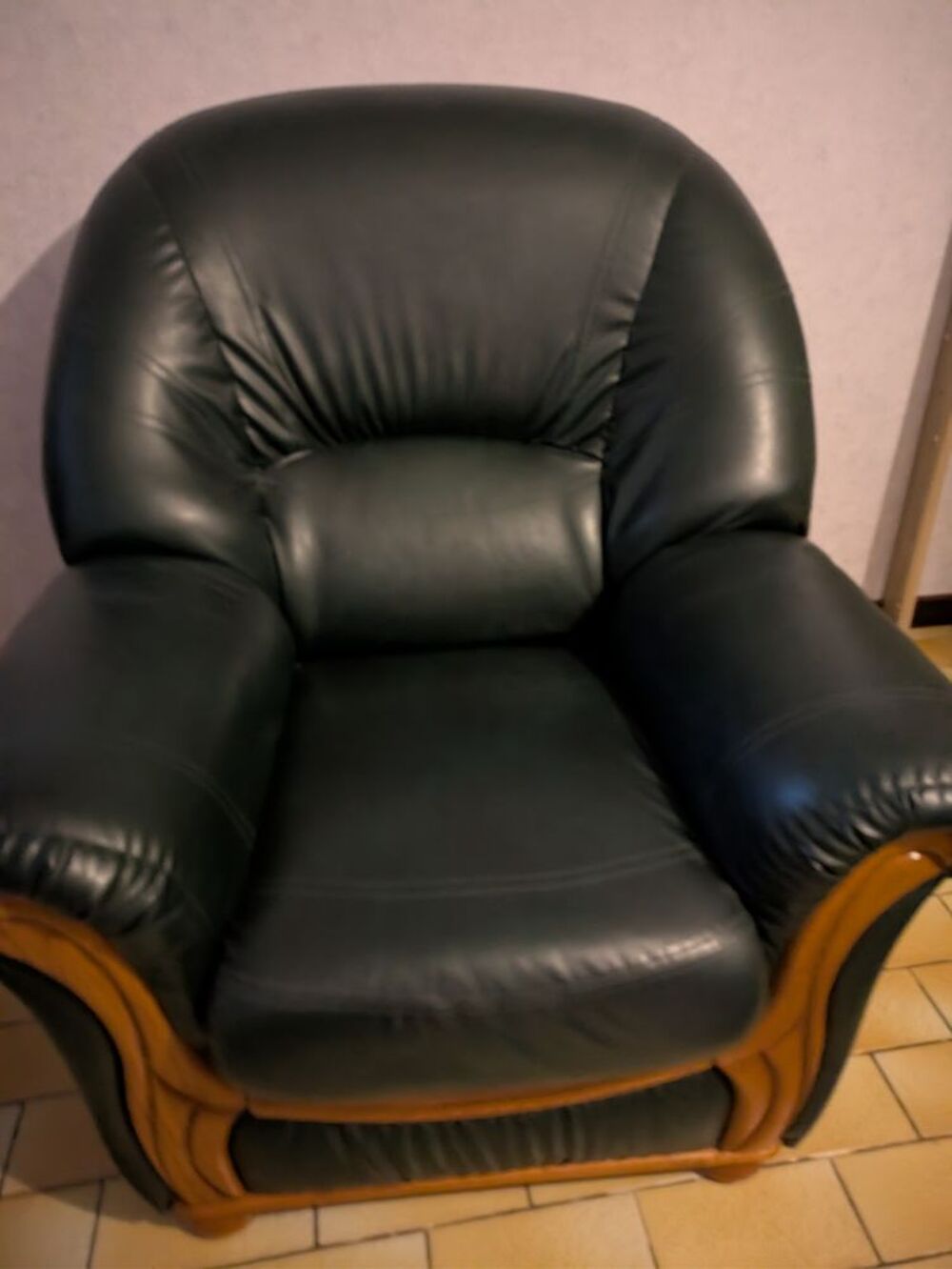 Canap&eacute; et 1 fauteuil Vert bon &eacute;tat &agrave; venir chercher Meubles
