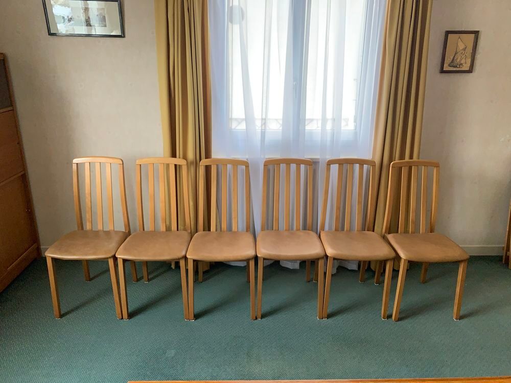 Lot de 6 chaises vintage, design Scandinave en bois massif Meubles