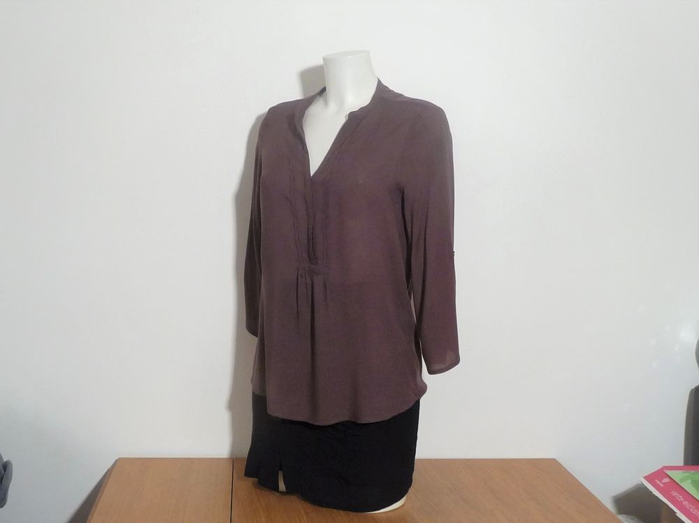 Chemise/ Blouse en Viscose Marron Manches Longue- Ema Blue's Vêtements
