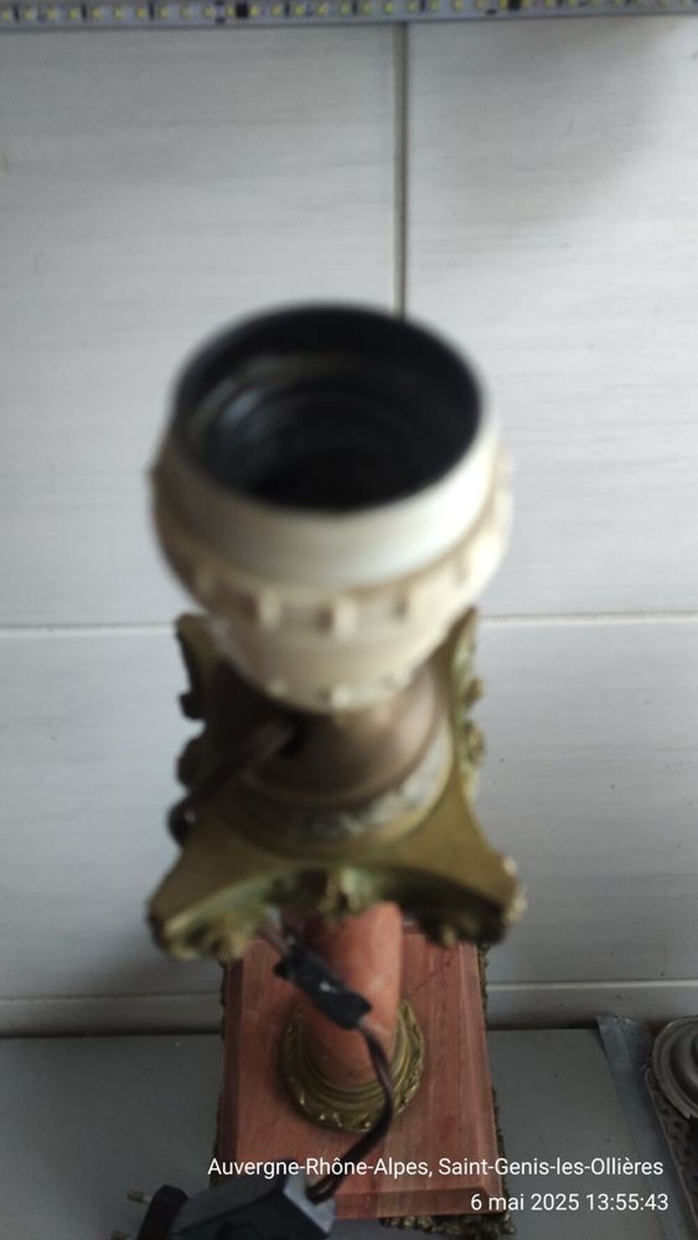 Lampe de Table Vintage en Marbre et M&eacute;tal Dor&eacute; 