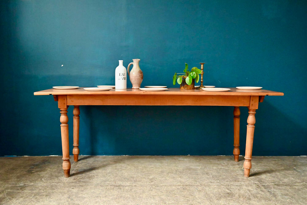 Grande table ancienne de ferme ou de bistrot en bois massif Meubles