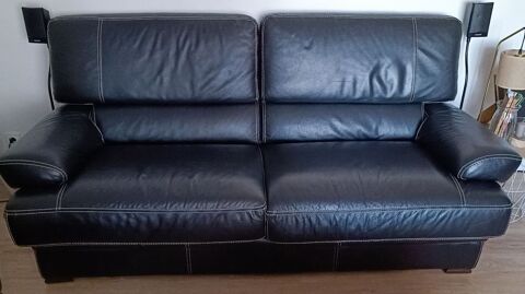 Canap noir en cuir de buffle 300 Anglet (64)