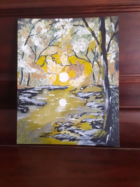 peinture  coucher soleil en forêt  30 La Romagne (49)