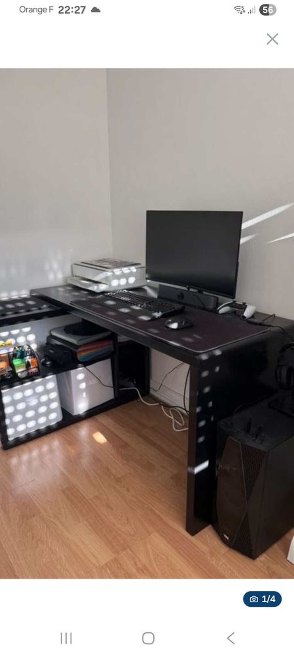 Bureau d'angle noir laqu&eacute; TBE 138x62cm Meubles