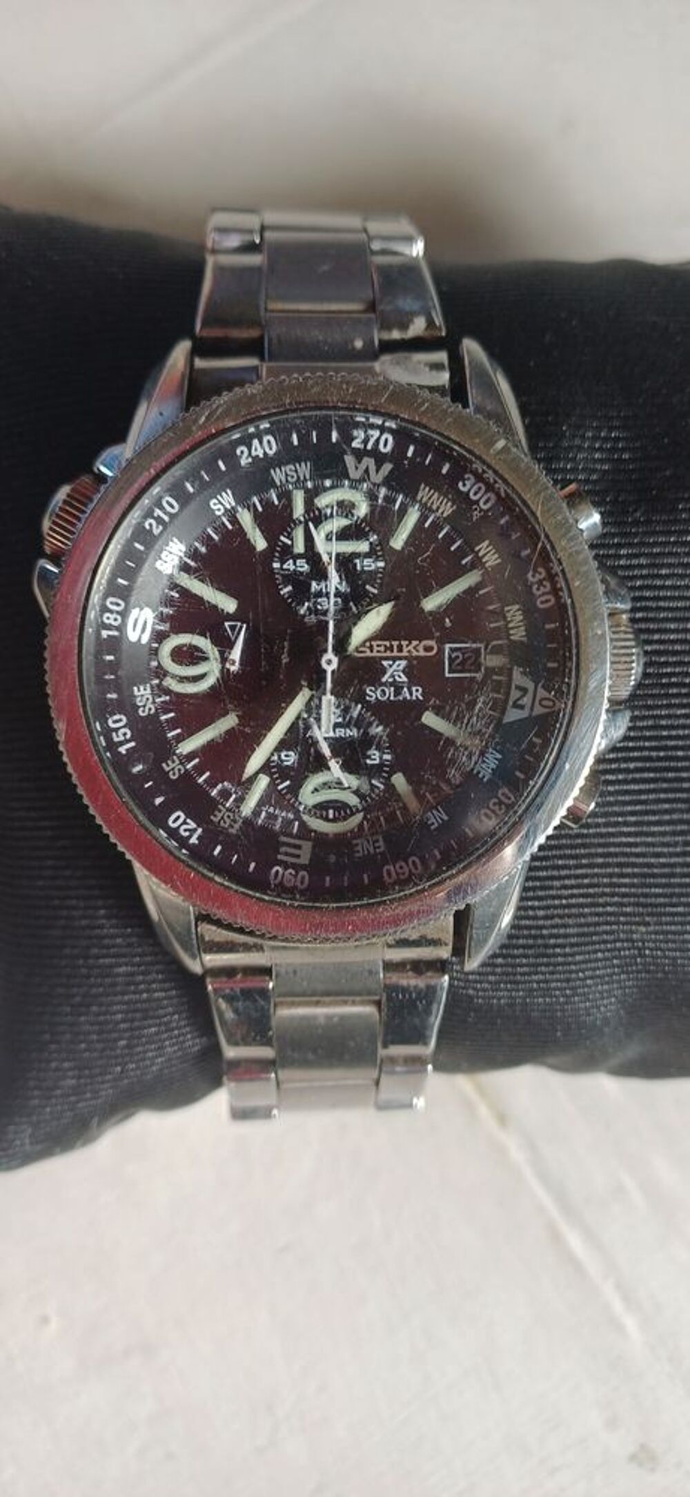 Seiko SSC081P Montre solar avec boussole Bijoux et montres