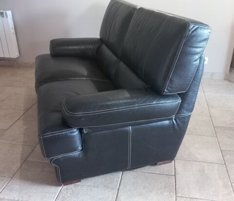 Canap cuir noir 90 Goupillires (78)
