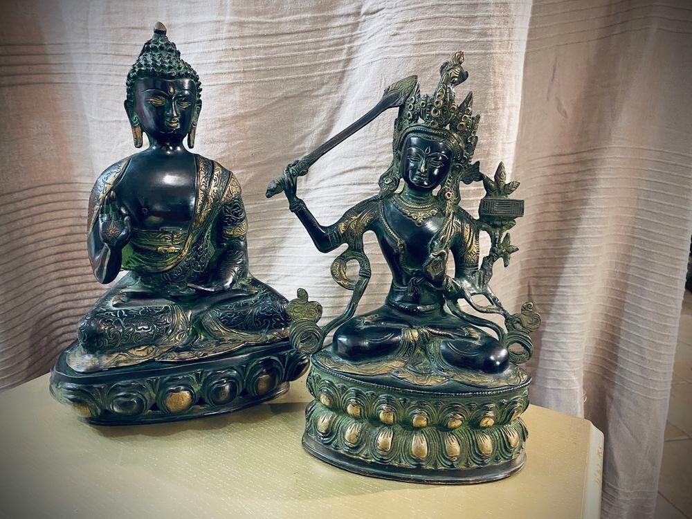 Statut m&eacute;tal, Buddha et Tara Décoration