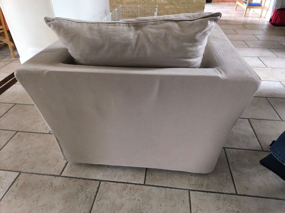 Fauteuil tissu gris taupe Meubles