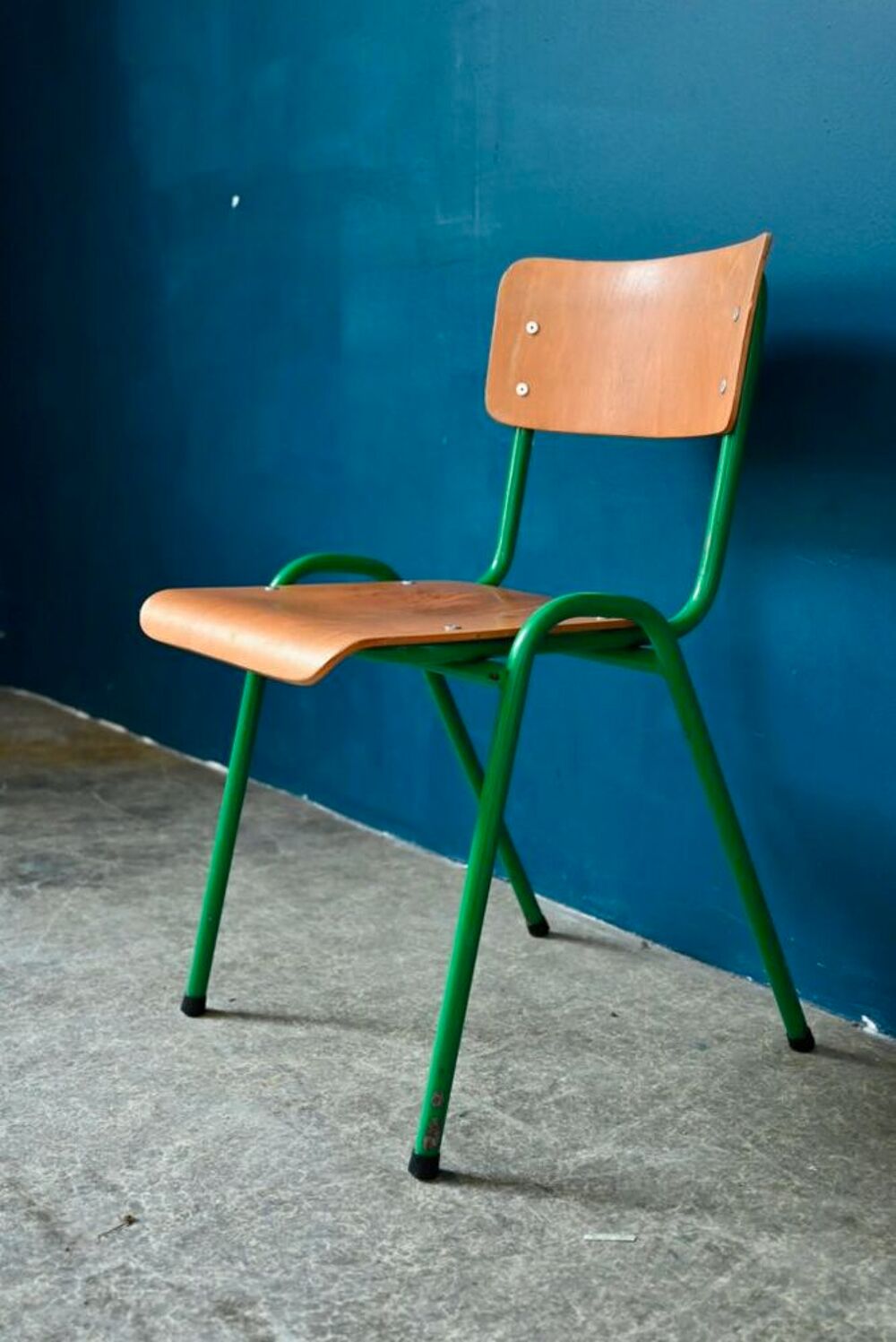 Lot de 4 chaises vertes style vintage indus ancienne Meubles