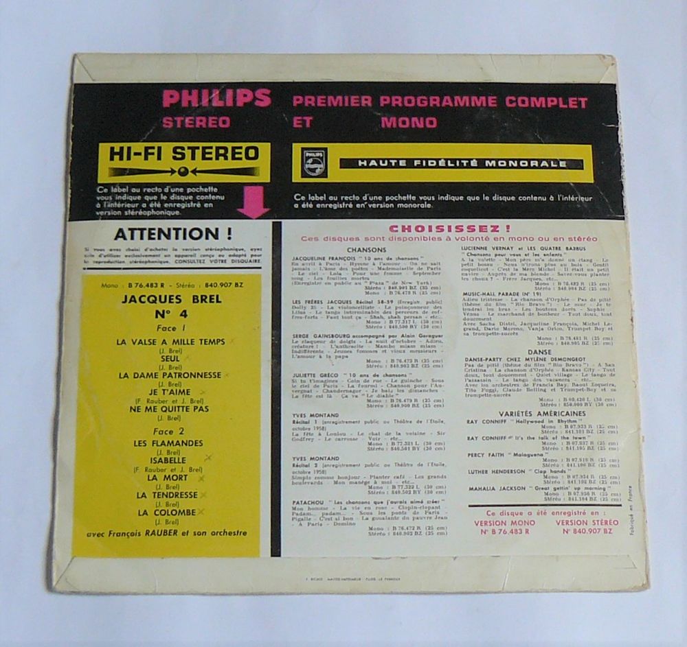 25cm Jacques BREL : La valse &agrave; mille temps - 1959 CD et vinyles