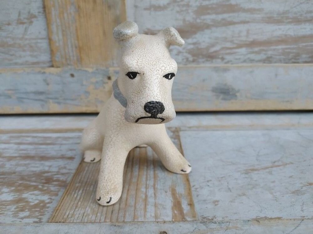 Chien Fox Terrier C&eacute;ramique Fa&iuml;ence &Eacute;mail Crisp&eacute; Art D&eacute;co 