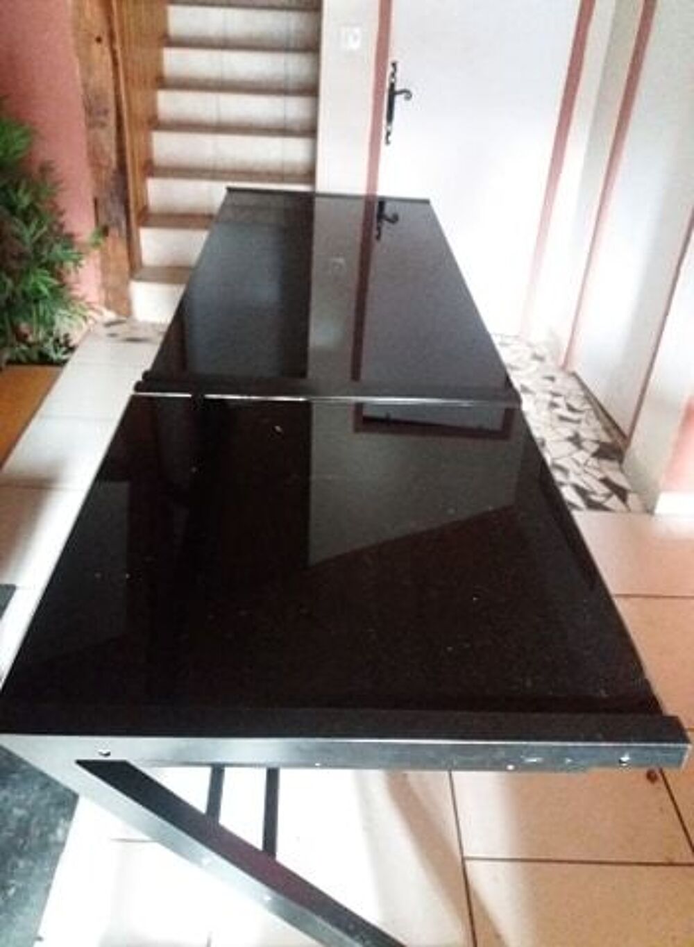 bureau m&eacute;tal et verre noir Meubles