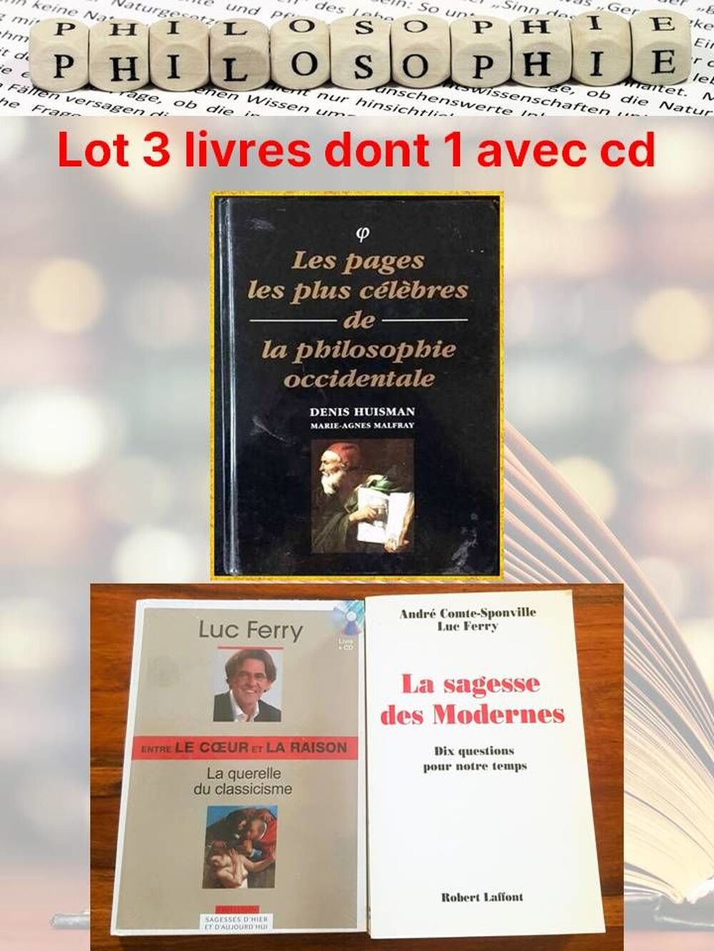 Philosophie - Lot 3 livres dont 1 avec Cd Livres et BD