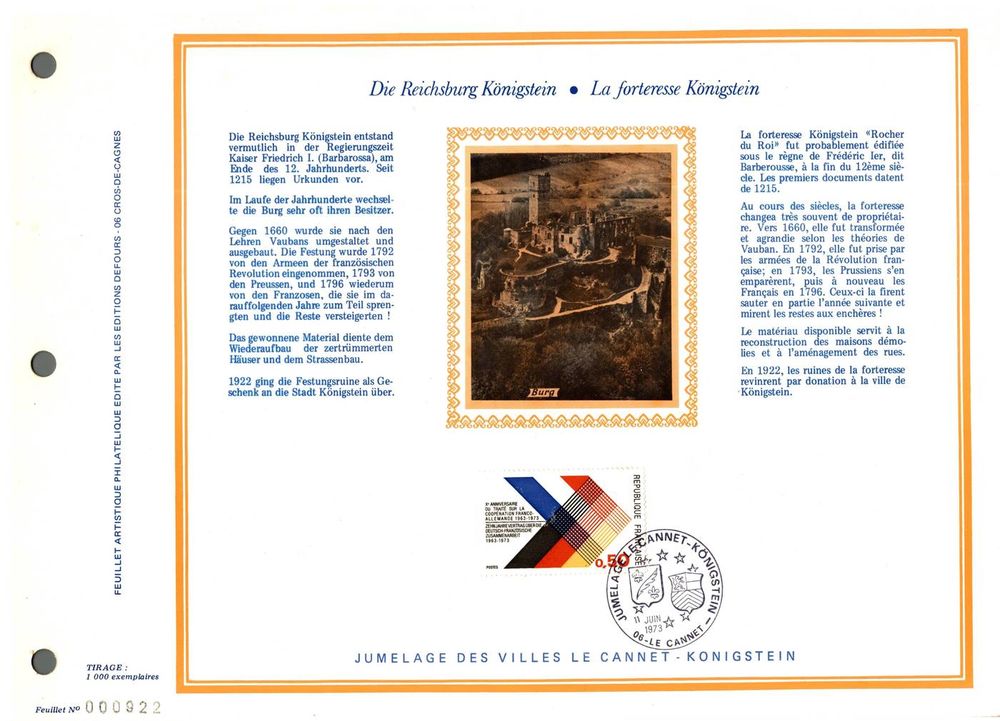 Feuillet artistique philat&eacute;lique de France, au choix 