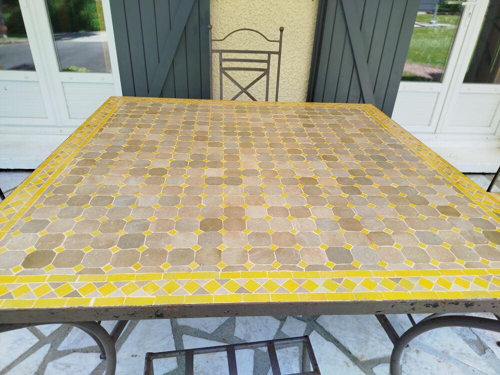 Table marocaine zellige et 4 chaises Jardin