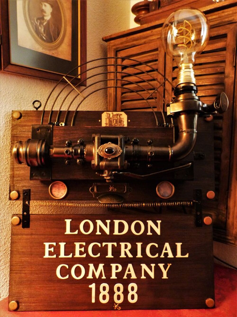 Lampe Murale "ELECTRICAL COMPANY 1888" Steampunk Décoration