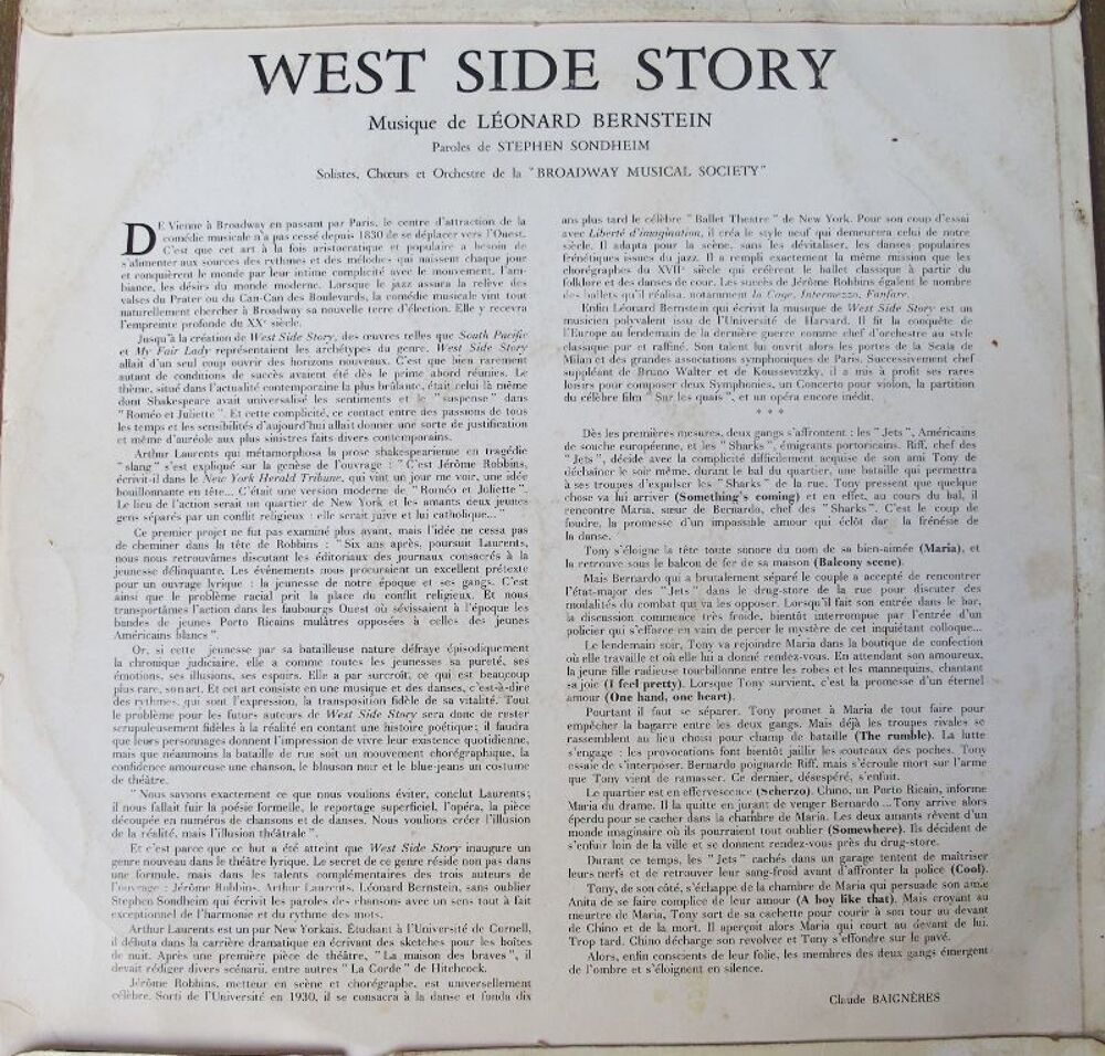 Vinyl WEST SIDE STORY CD et vinyles
