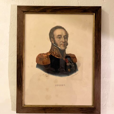 Mar�chal SUCHET Epoque EMPIRE NAPOLEON GRAVURE REHAUSS�E 182 Neuilly-sur-Seine (92)