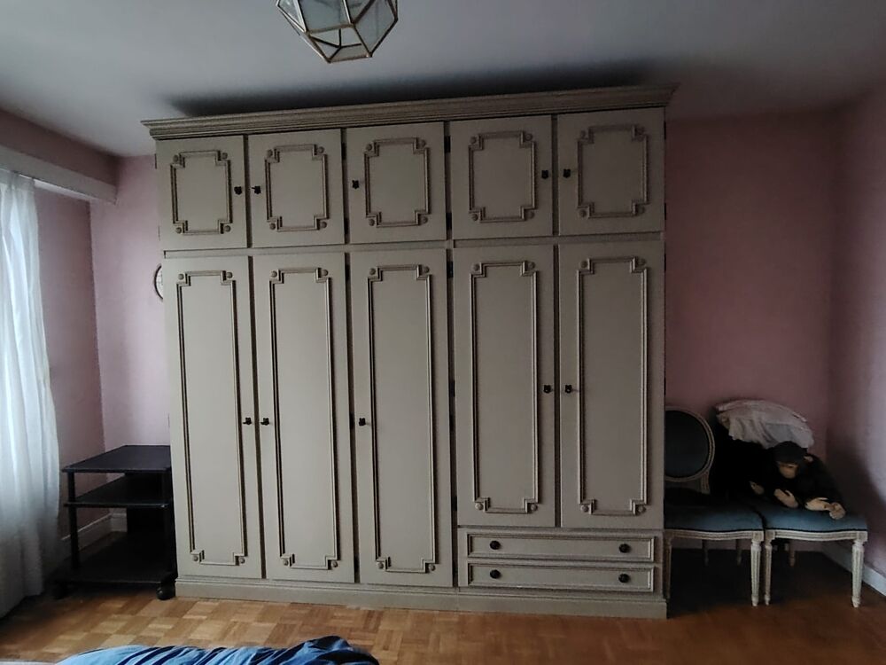 Magnifique dressing vintage &eacute;cru/gris en parfait &eacute;tat Meubles