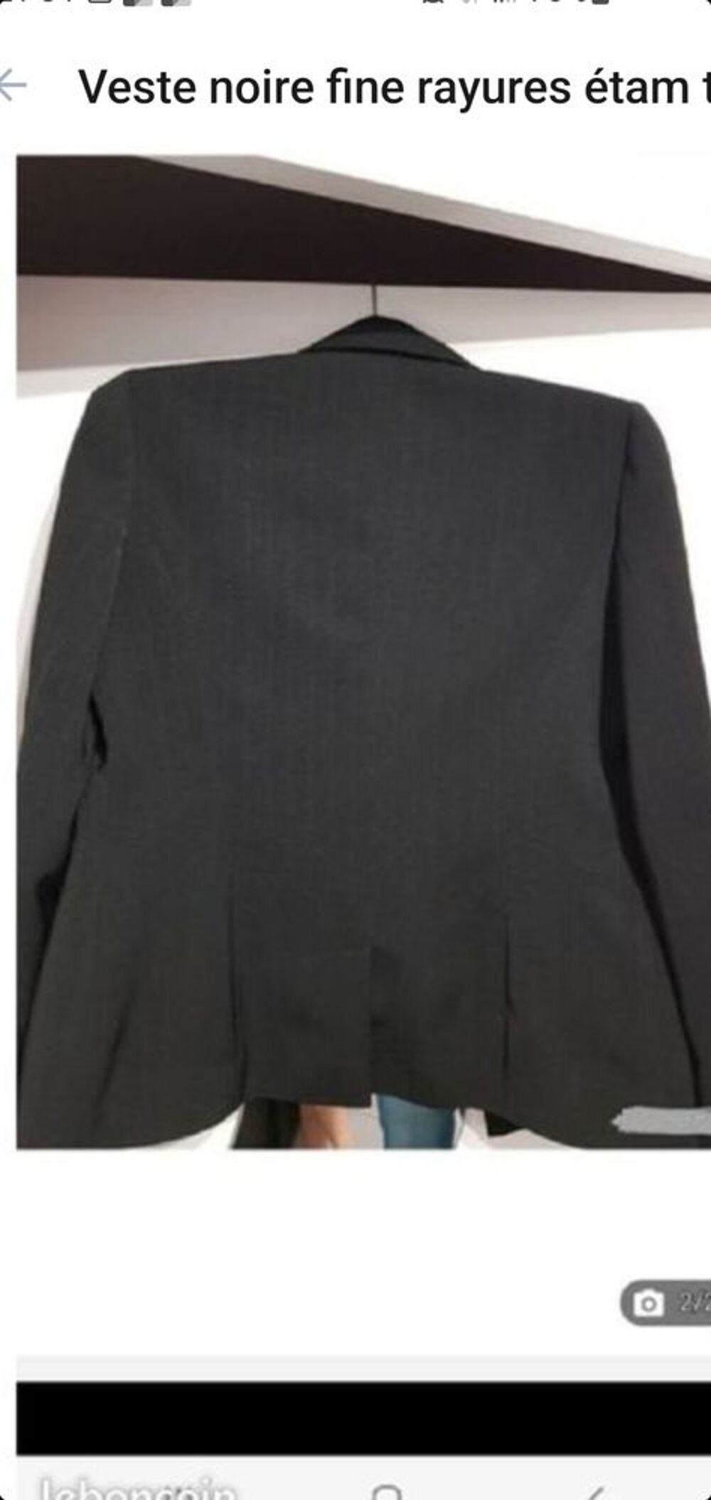 veste noire fine rayures &eacute;tam taille 40 tr&egrave;s bon &eacute;tat Vtements