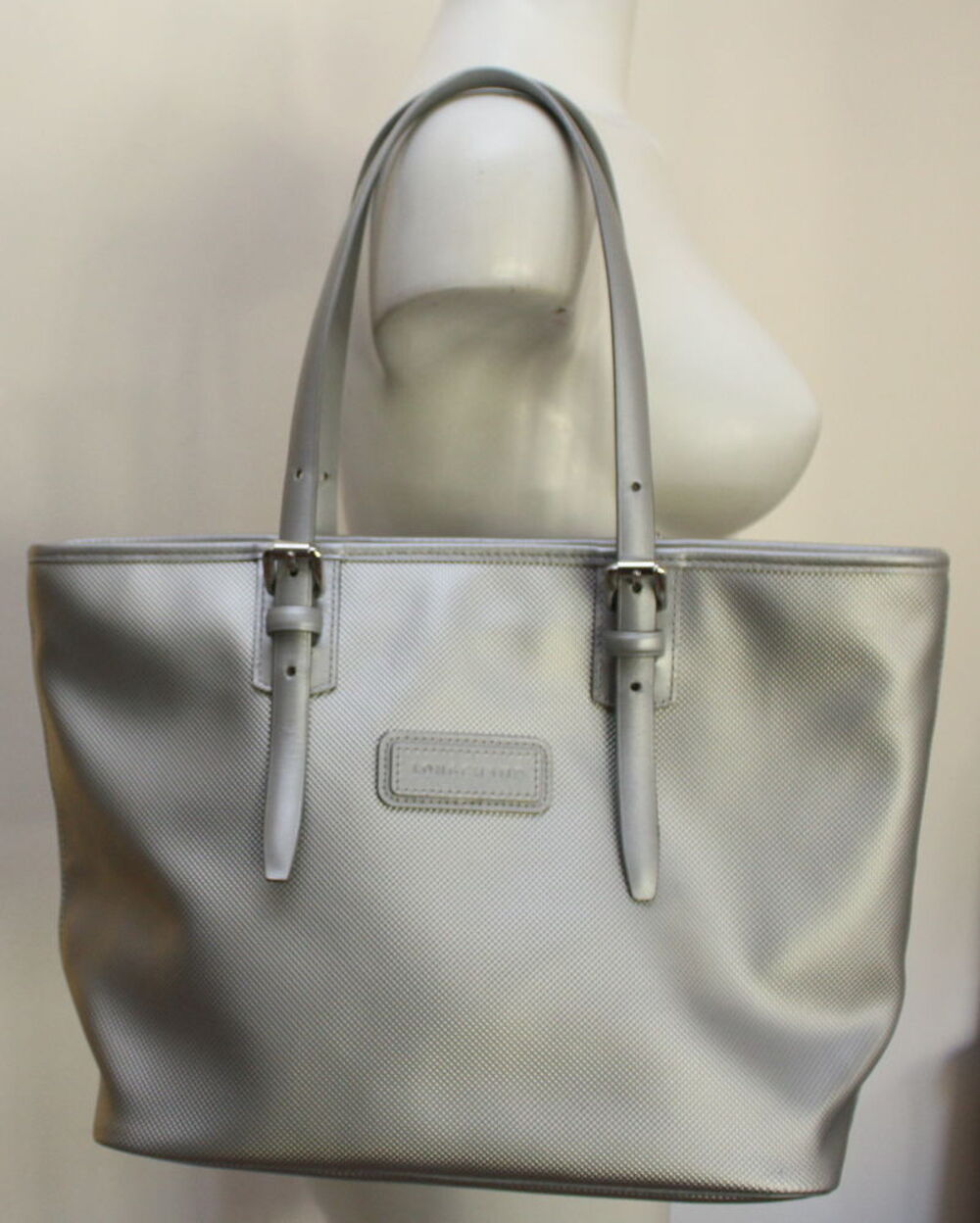 Sac toile et cuir argent LONGCHAMP Maroquinerie