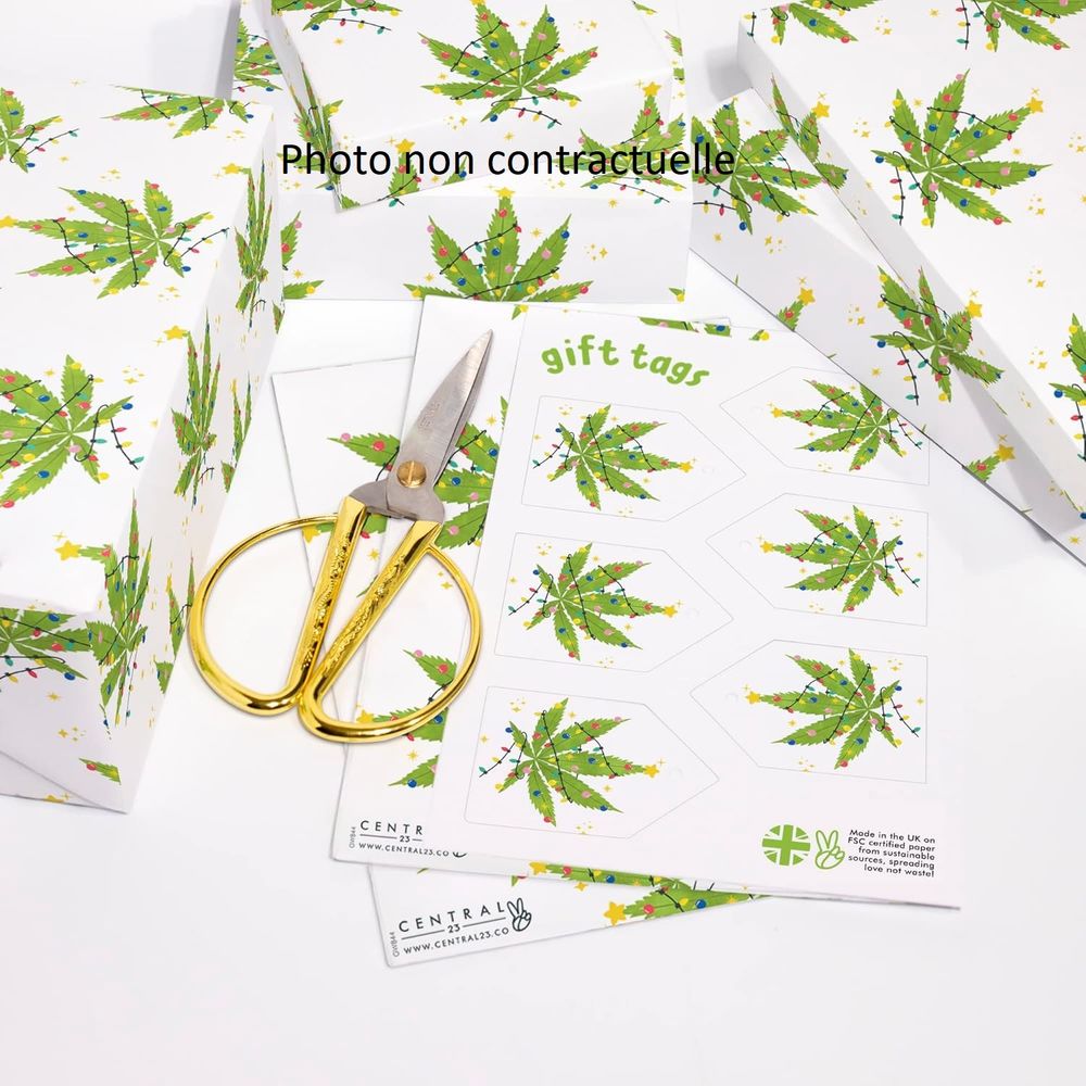 6 feuilles de Papier cadeau Vert clair/fonc&eacute; motif feuille Décoration