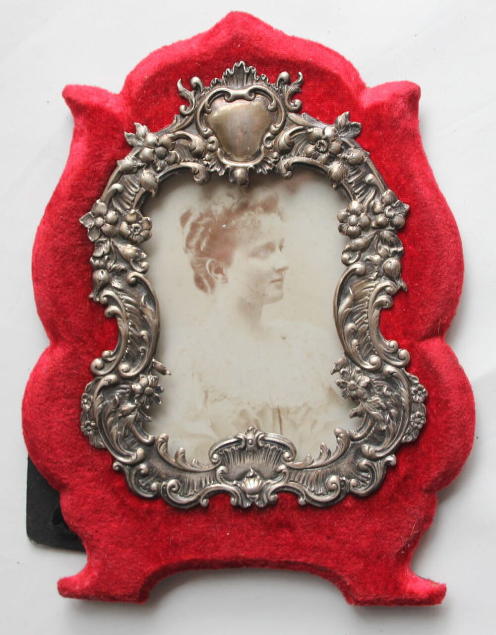 Cadre photo Napol&eacute;on III en velours rouge et argent v&eacute;ritabl Décoration