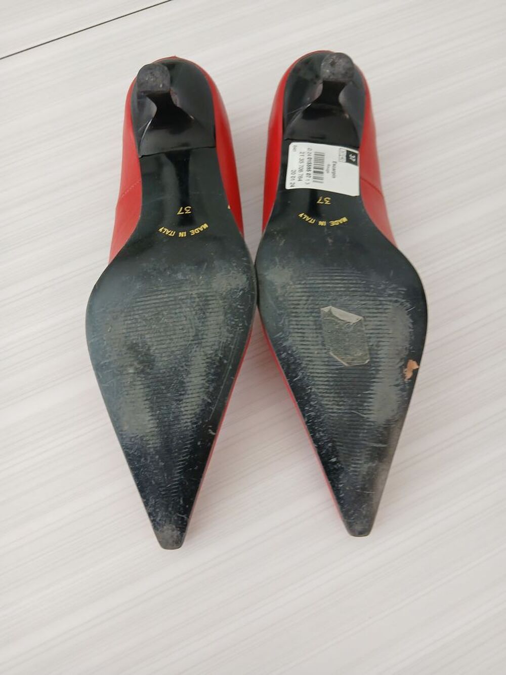 Escaprins pointus cuir rouge - Andr&eacute; - pointure 37 Chaussures