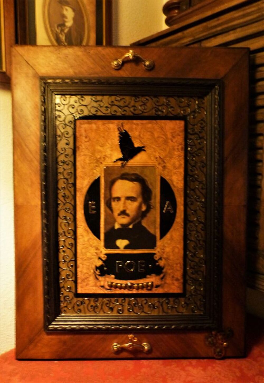 Grand Tableau "EDGAR ALLAN POE" Cr&eacute;a. Steampunk Décoration
