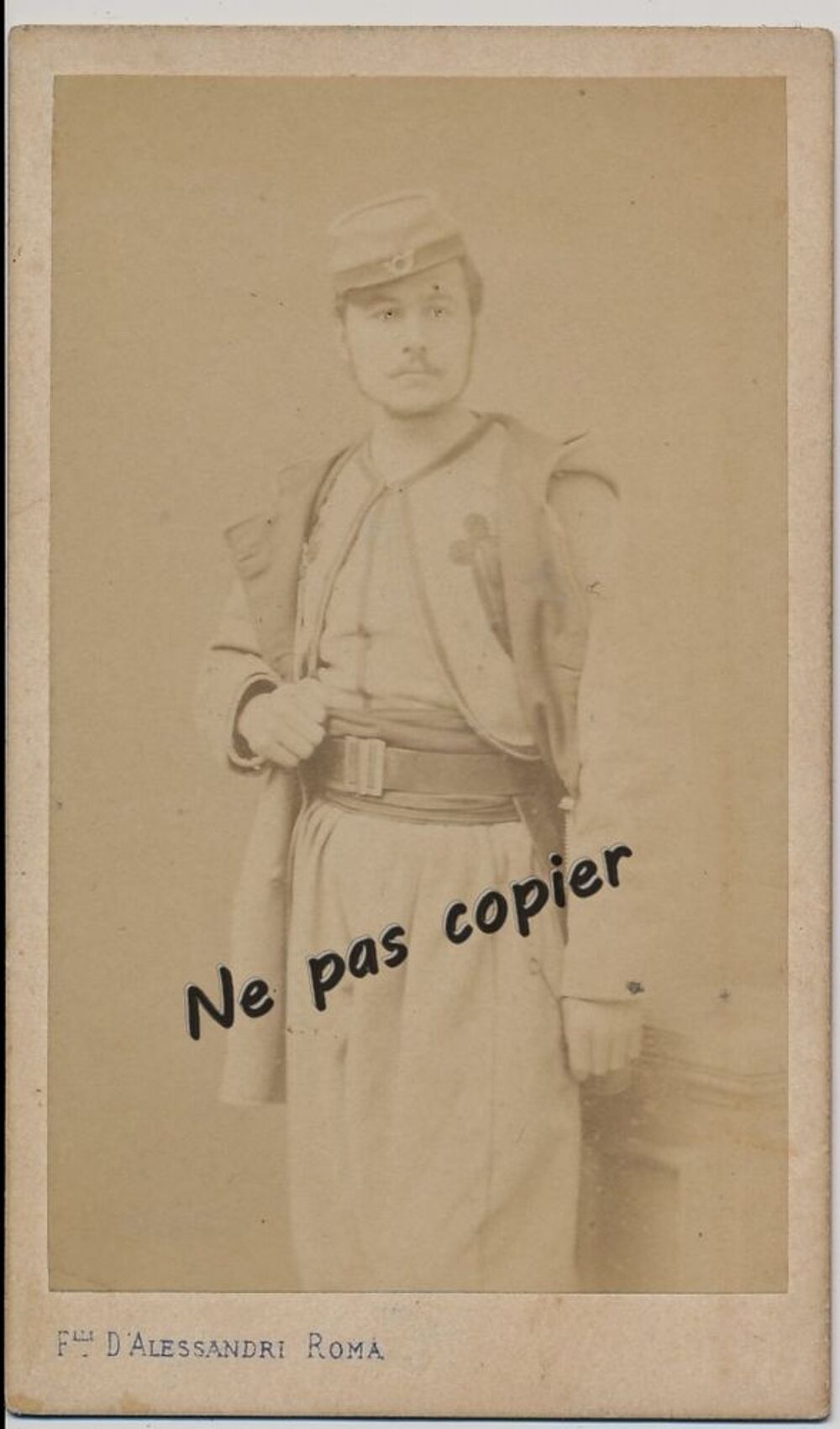 Cdv Portrait Militaire Zouave Pontifical Photo Fratelli 1870 