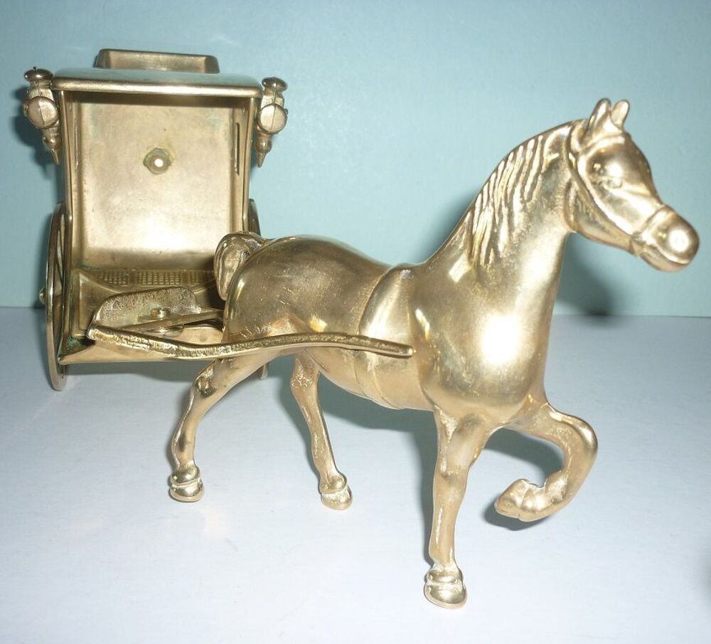 CHEVAL et CAL&Egrave;CHE - Laiton - L=32cm H=15cm - Vintage ann&eacute;es Décoration