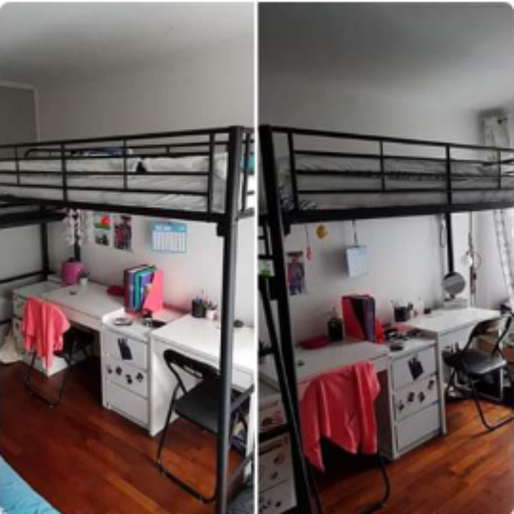 Mezzanine noire alinea sans matelas 
1 personne 90x200 Meubles