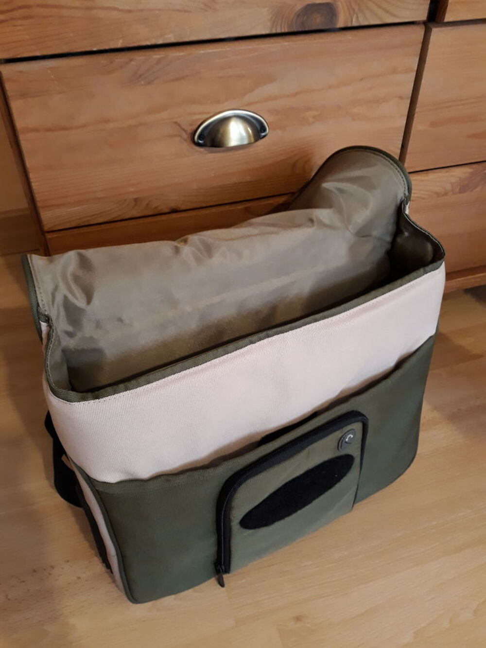 Sacoche ou cartable renforc&eacute; - beige et kaki Maroquinerie