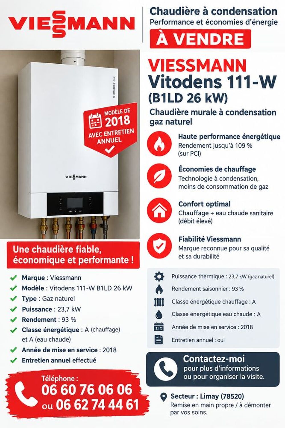 chaudiere condensation viessmann vitodens 111-W 2018 Electroménager