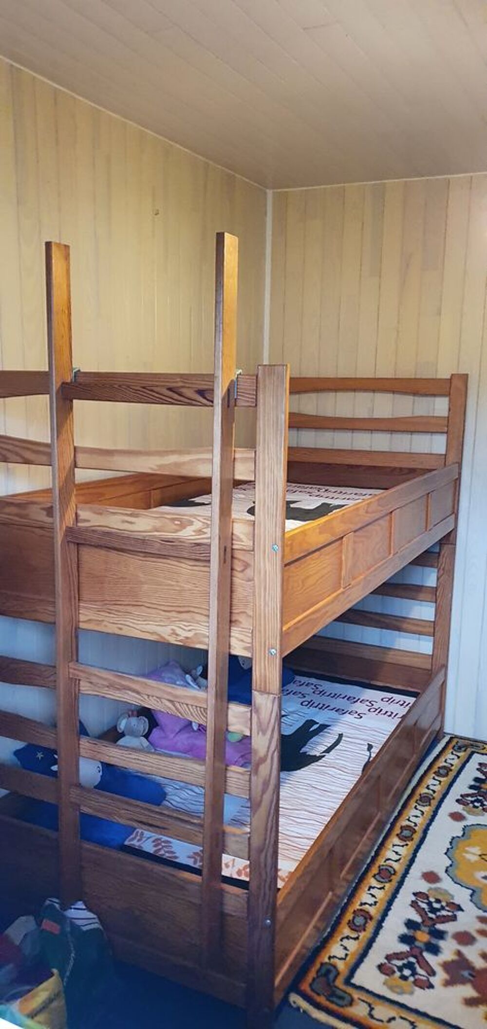 lits superpos&eacute;s en pin maritime avec sommier et matelas Meubles