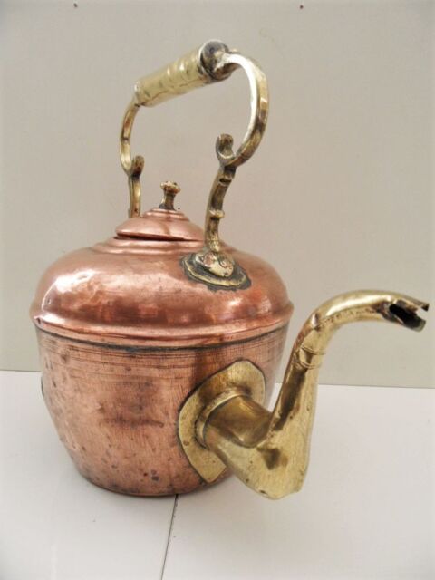 BOUILLOIRE ANCIENNE CUIVRE ET LAITON 19�me SIECLE FRANCE 59 Marseille 11 (13)