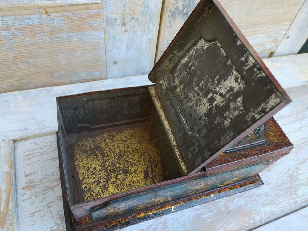 Ancienne Boite Biscuits T&ocirc;le Publicitaire Huntley Palmers 