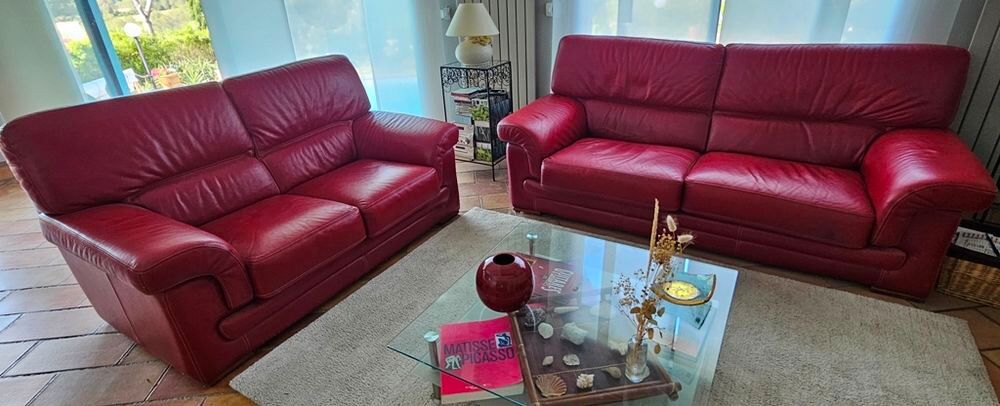 2 canap&eacute;s cuir 2 et 3 places Meubles