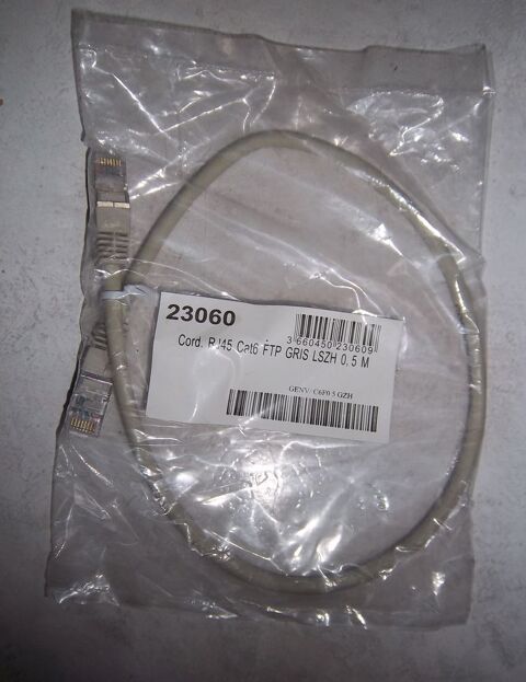 Cordon RJ45 Cat6 FTP GRIS LSZH 0,5 m 1 Colombier-Fontaine (25)