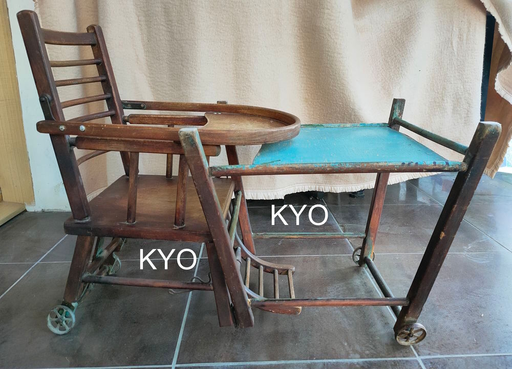 Chaise haute bois b&eacute;b&eacute; vintage ancienne transformable bureau Mobilier enfants