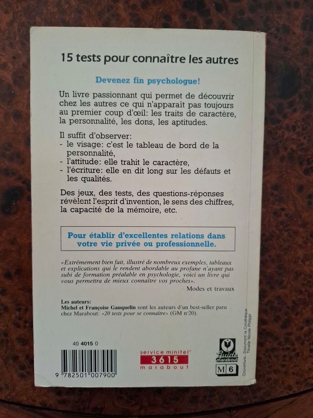 15 Tests Pour Conna&icirc;tre Les Autres - Gauquelin - 1994 - BE Livres et BD