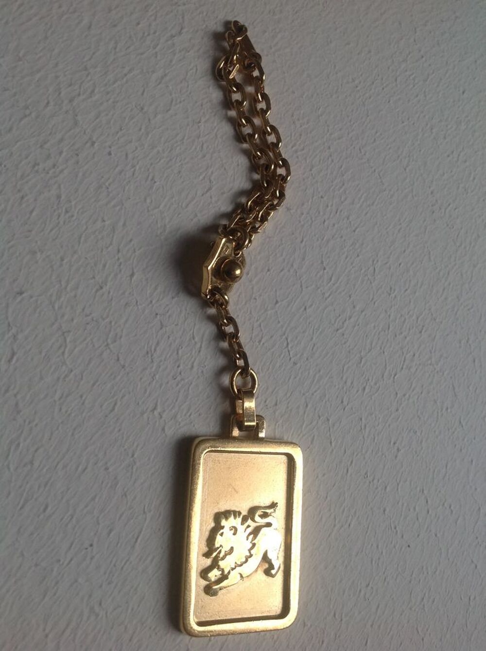 PETITE CHAINE ET MEDAILLON SIGNE LION PLAQUE OR Envoi Possib Bijoux et montres