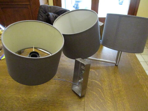 3 tr�s luminaires couleur gris avec interrupteur complet 0 M�rignies (59)