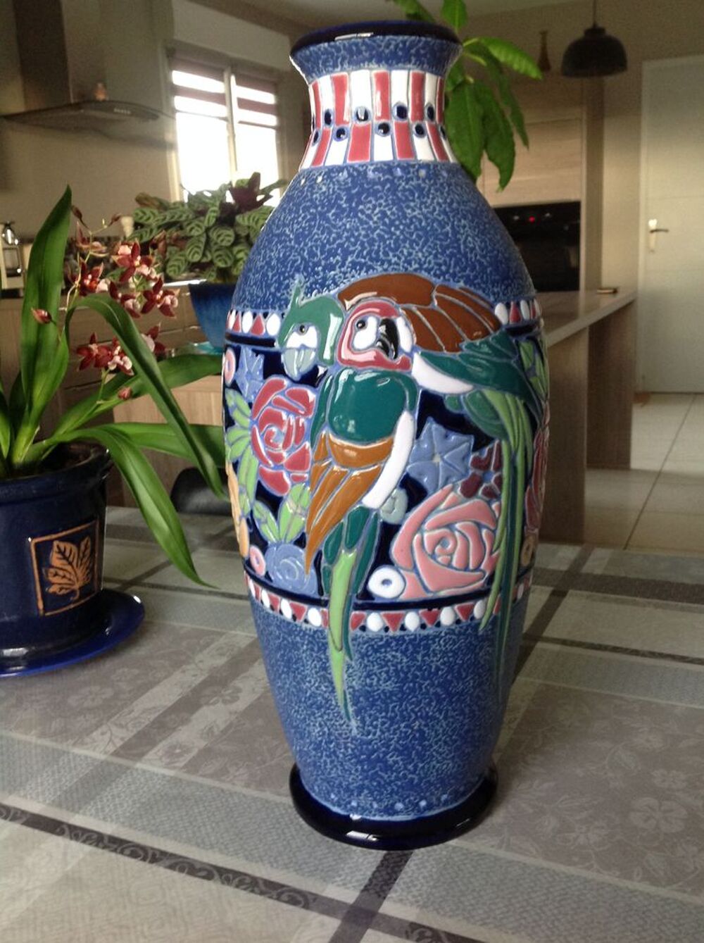 grand vase a col pinc&eacute; en ceramique Décoration