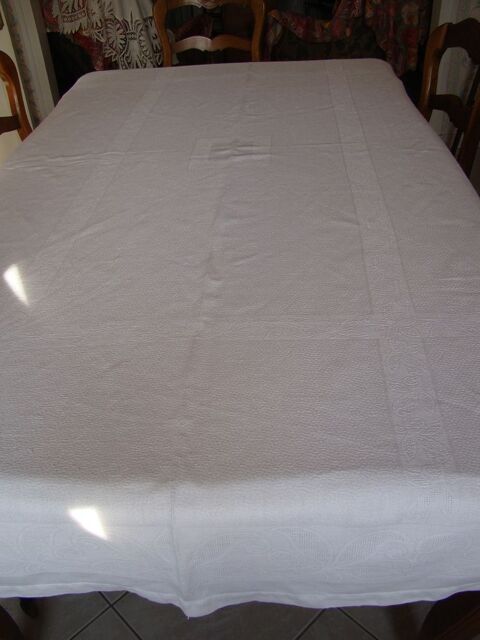 Nappe ancienne en damassé + 12 serviettes  années 1930 100 Gargenville (78)