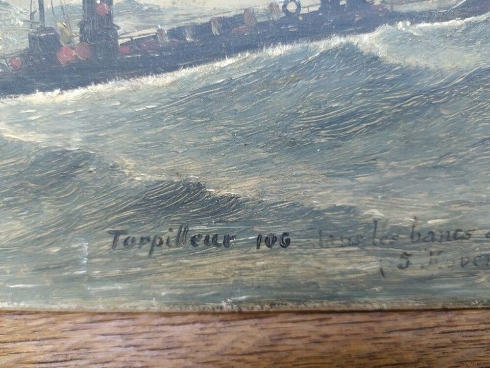 Tableau Peinture Marine Torpilleur 106 Carentan 1896 