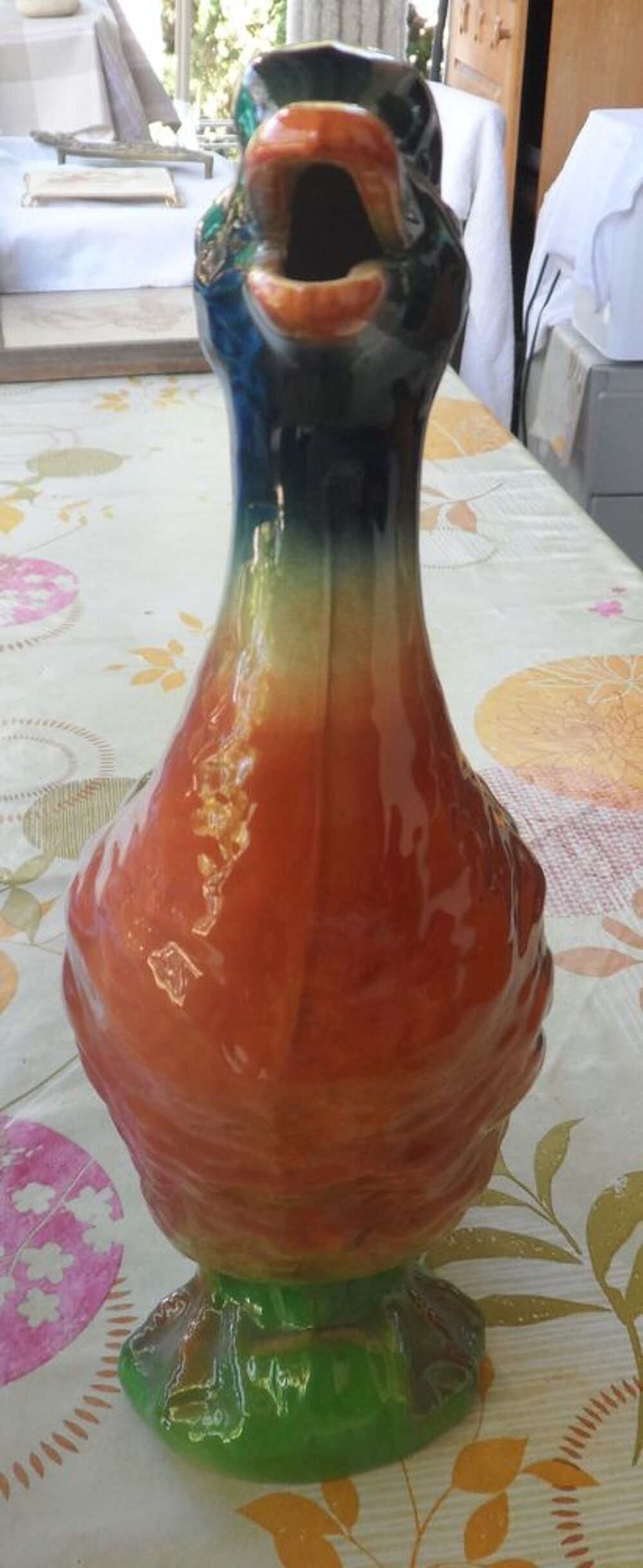 Cruche vintage en forme de canard barbotine Saint Cl&eacute;ment Décoration